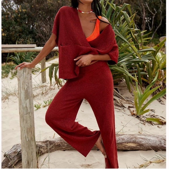 Free People Beach Jaclyn Sweater Set - Burnt Henna Small - Picture 3 of 13